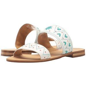 Jack Rogers Adair Sandal in White/Blue, Size 7 EUC